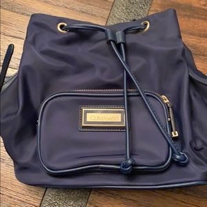 Navy Backpack Purse Cinch CALVIN KLEIN EUC